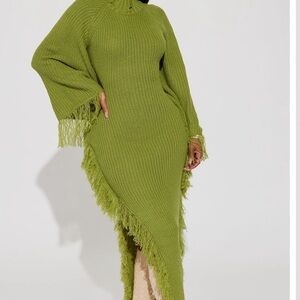 Chartreuse maxi sweater dress